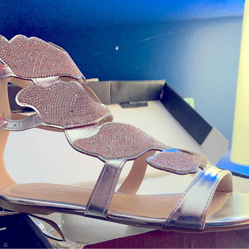 Silver rhinestone sandals